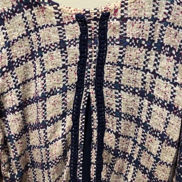 {Lucky Brand} Plaid Tweed Overlay Sweater - Picture 5 of 8